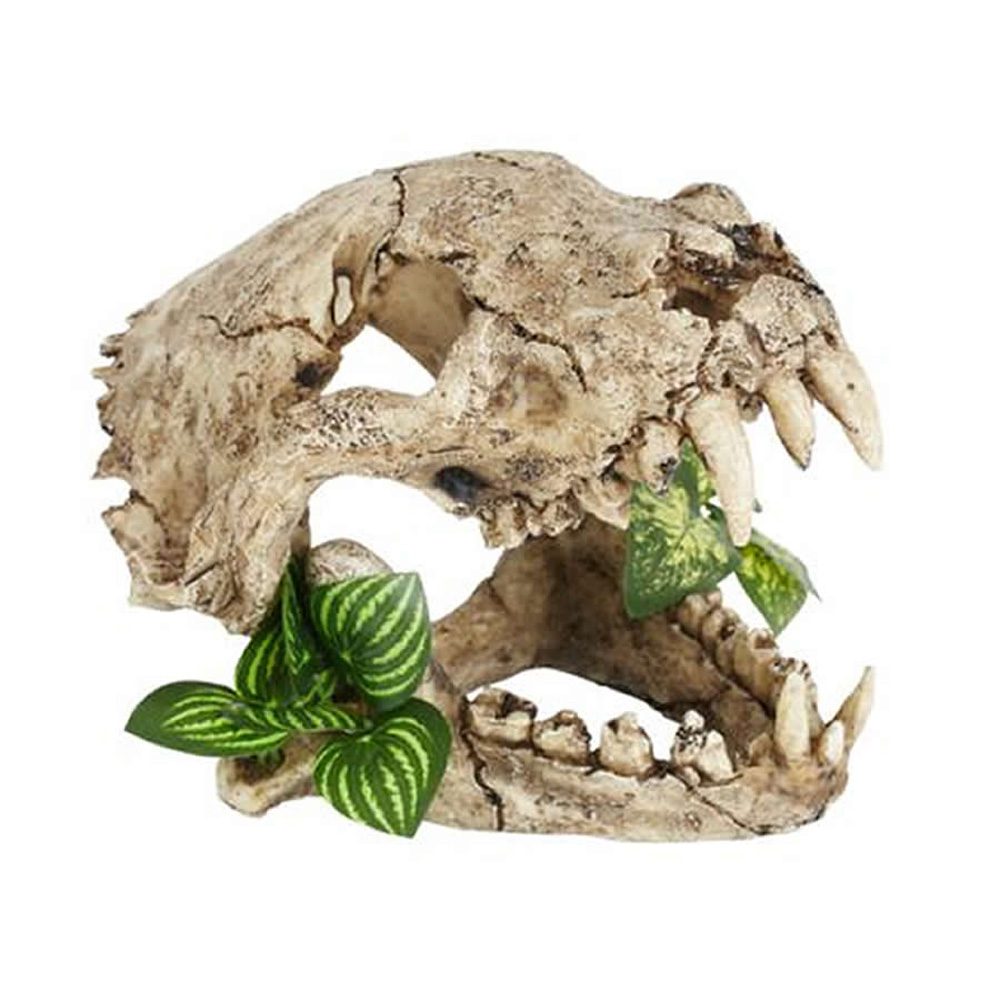 Pro Rep Resin Tiger Skull with plants LARGE